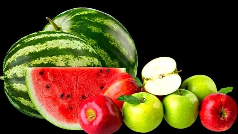Watermelon and apples to lose weight. 